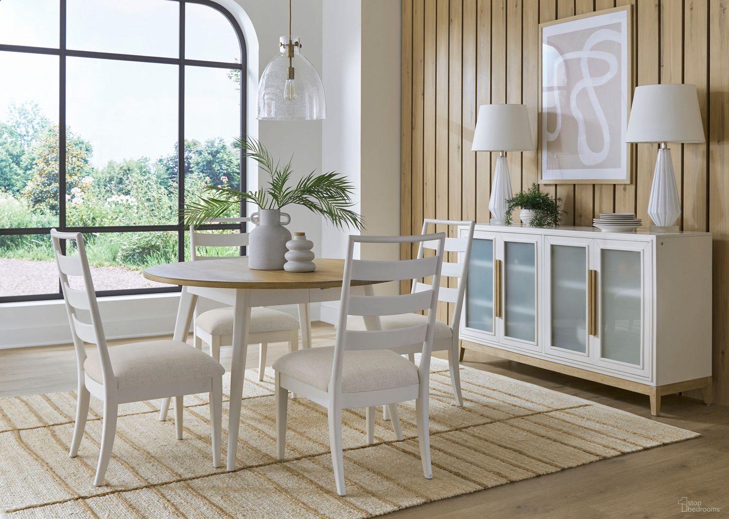 The appearance of Astoria Extendable Round Dining Room Set In Pearl designed by Aspenhome in the transitional interior design. This pearl piece of furniture  was selected by 1StopBedrooms from Astoria Collection to add a touch of cosiness and style into your home. Sku: I3260-6000;I3260-6600S. Table Top Shape: Round. Material: Wood. Size: 48" x 66".