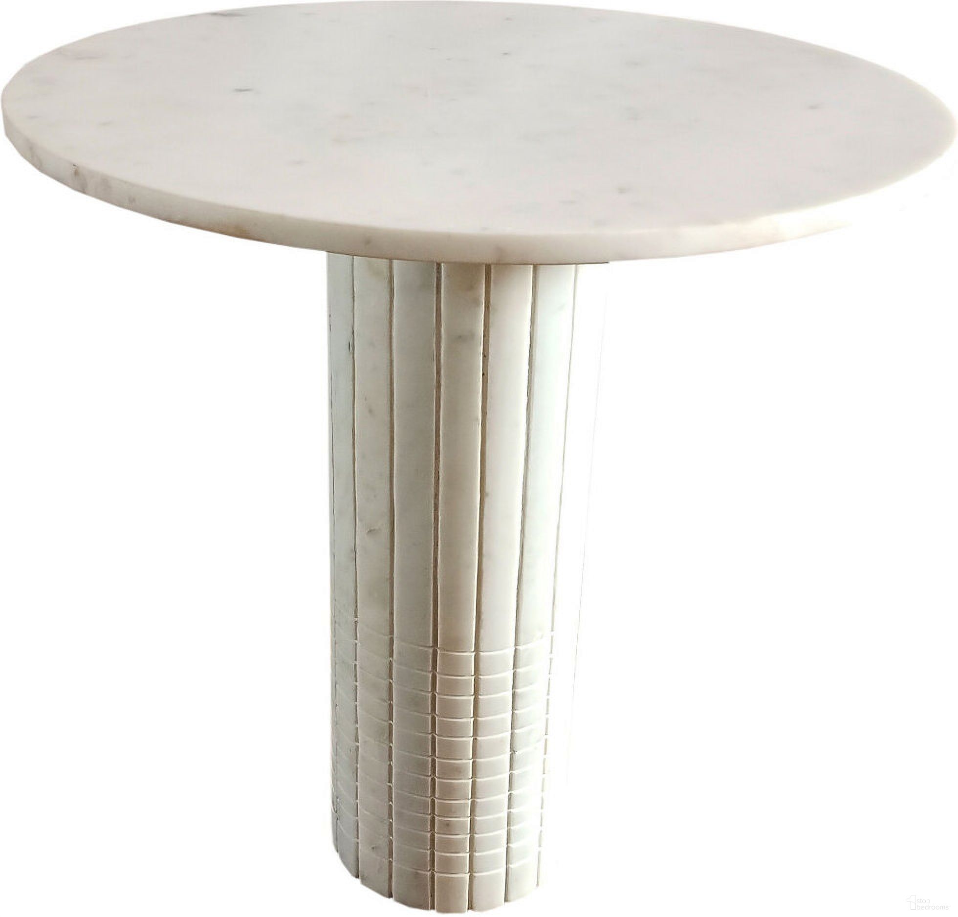 The appearance of Astoria Round Genuine Marble End Table White designed by Coaster in the modern / contemporary interior design. This white piece of furniture  was selected by 1StopBedrooms from Astoria Collection to add a touch of cosiness and style into your home. Sku: 709667B1;709667B2. Material: Wood.
