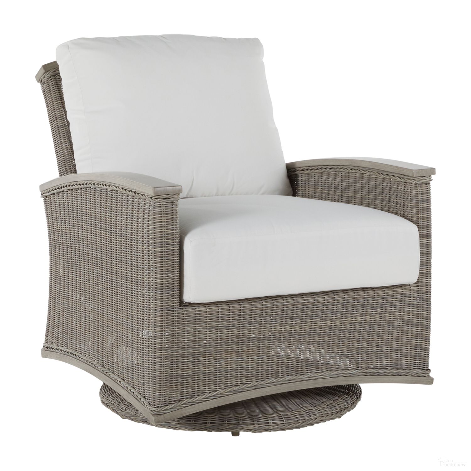 The appearance of Astoria Woven Swivel Glider In Verona Fossil designed by Summer Classics in the traditional interior design. This verona fossil piece of furniture was selected by 1StopBedrooms from Astoria Collection to add a touch of cosiness and style into your home. Sku: 355924+C511P3120N. Material: Wicker.