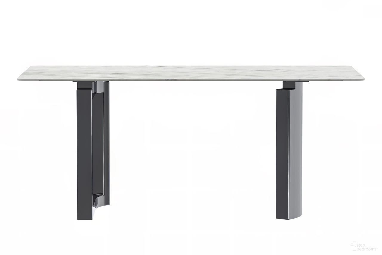 Astra 71 Inch Sintered Stone Top with Stainless Steel Base Dining Table In White