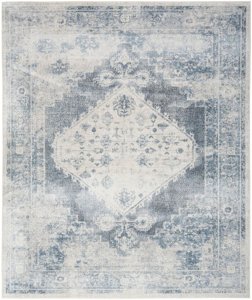 The appearance of Astra Machine Washable 12' x 15' Indoor Rug In Blue and Ivory designed by Nourison in the rustic / southwestern interior design. This blue and ivory piece of furniture was selected by 1StopBedrooms from Astra Collection to add a touch of cosiness and style into your home. Sku: 99446979865. Material: Polyester.
