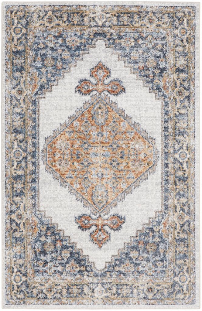 Astra Machine Washable 2'2" x 4' Indoor Rug In Grey and Gold