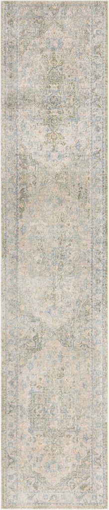 Astra Machine Washable 2'2" x 8' Indoor Rug In Blue Green