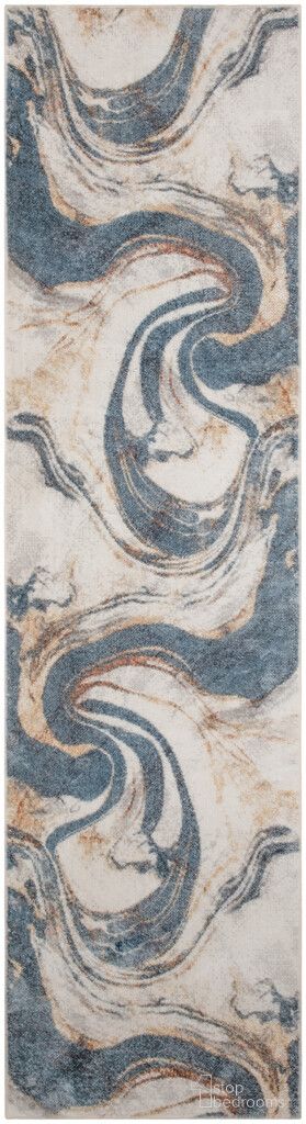 The appearance of Astra Machine Washable 2' x 6' Modern Indoor Rug In Ivory Blue designed by Nourison in the modern / contemporary interior design. This ivory blue piece of furniture was selected by 1StopBedrooms from Astra Collection to add a touch of cosiness and style into your home. Sku: 99446977823. Material: Polyester.