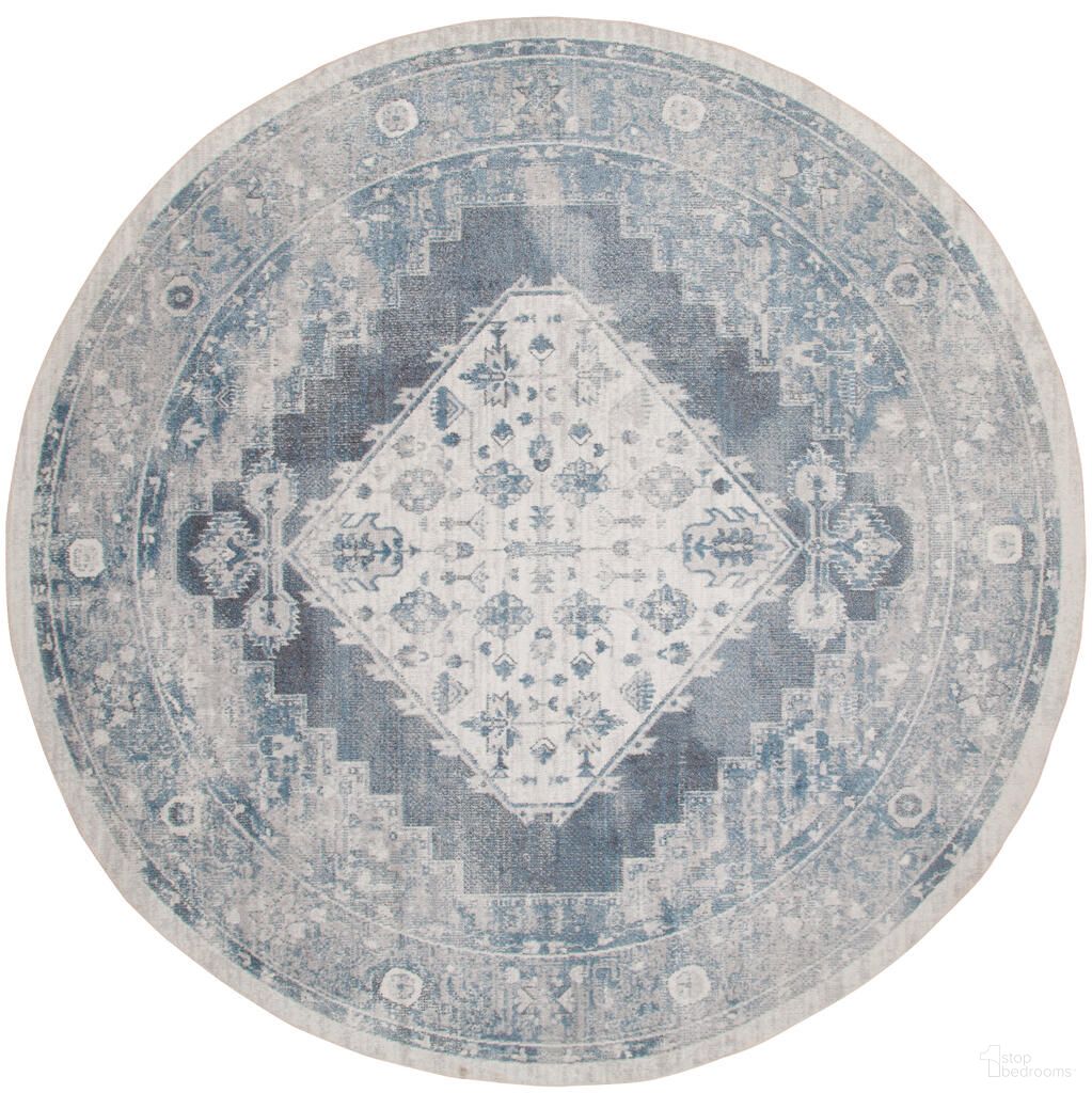 The appearance of Astra Machine Washable 4' x 4' Round Indoor Rug In Blue and Ivory designed by Nourison in the rustic / southwestern interior design. This blue and ivory piece of furniture was selected by 1StopBedrooms from Astra Collection to add a touch of cosiness and style into your home. Sku: 99446979810. Material: Polyester.