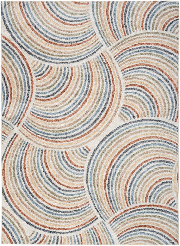 The appearance of Astra Machine Washable 4' x 6' Mid-Century Modern Indoor Rug In Ivory Multi designed by Nourison in the transitional interior design. This ivory multi piece of furniture was selected by 1StopBedrooms from Astra Collection to add a touch of cosiness and style into your home. Sku: 99446121967. Material: Polyester.