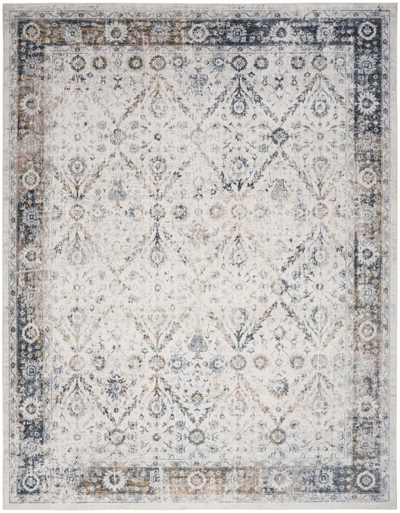 The appearance of Astra Machine Washable 7'10" x 10' Vintage Indoor Rug In Ivory Blue designed by Nourison in the rustic / southwestern interior design. This ivory blue piece of furniture was selected by 1StopBedrooms from Astra Collection to add a touch of cosiness and style into your home. Sku: 99446978189. Material: Polyester.