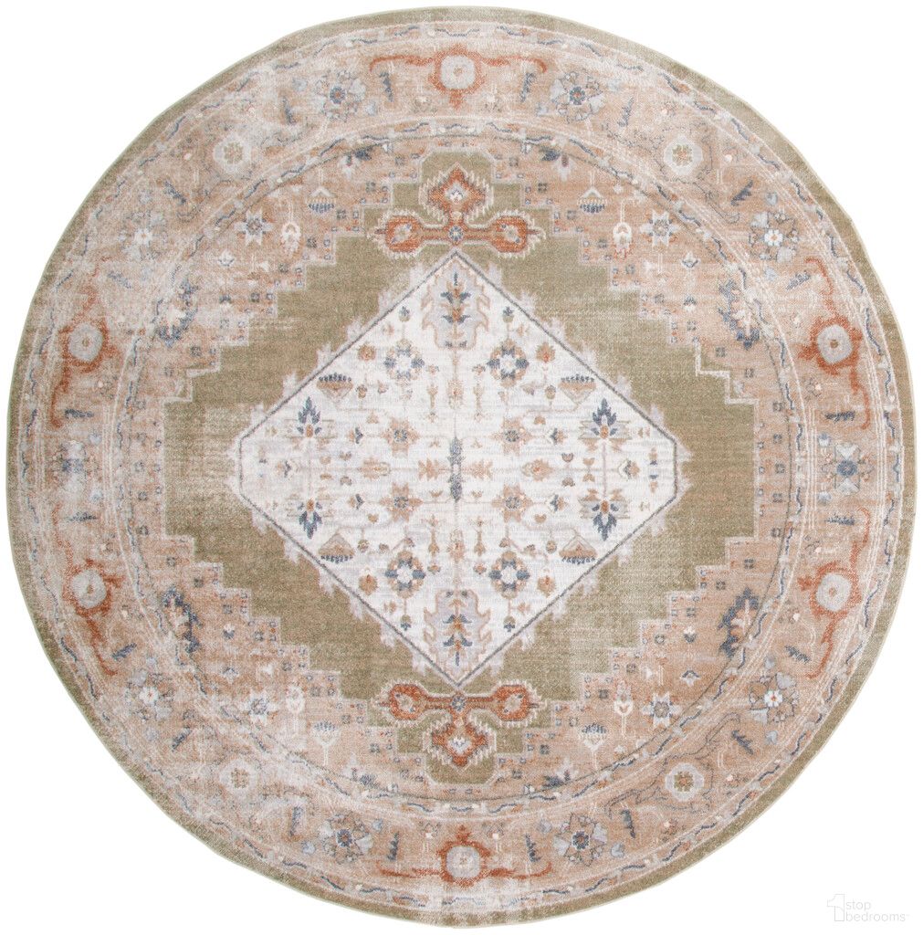 Astra Machine Washable 7'10" x 7'10" Round Indoor Rug In Sage Multi