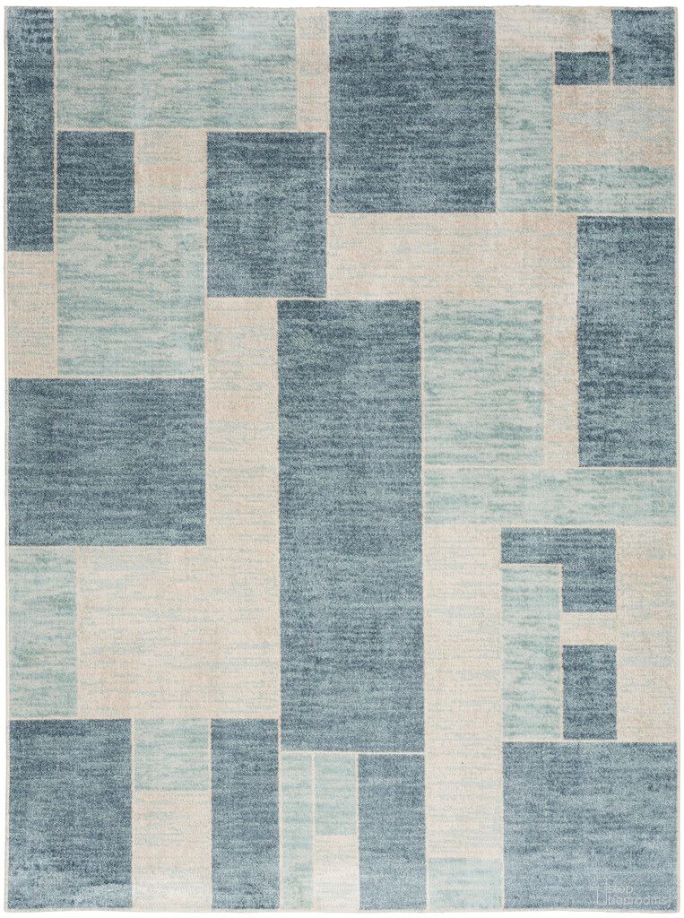 The appearance of Astra Machine Washable 9' x 12' Modern Indoor Rug In Blue and Ivory designed by Nourison in the modern / contemporary interior design. This blue and ivory piece of furniture was selected by 1StopBedrooms from Astra Collection to add a touch of cosiness and style into your home. Sku: 99446944559. Material: Polyester.