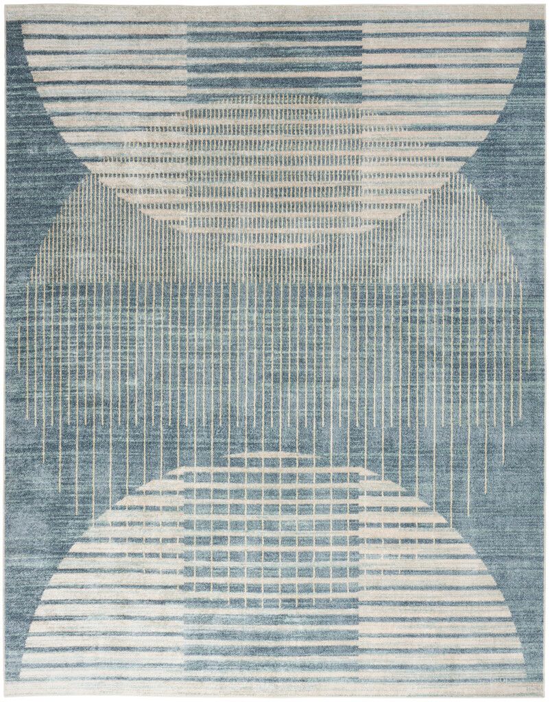 Astra Machine Washable 9' x 12' Mid-Century Modern Indoor Rug In Blue