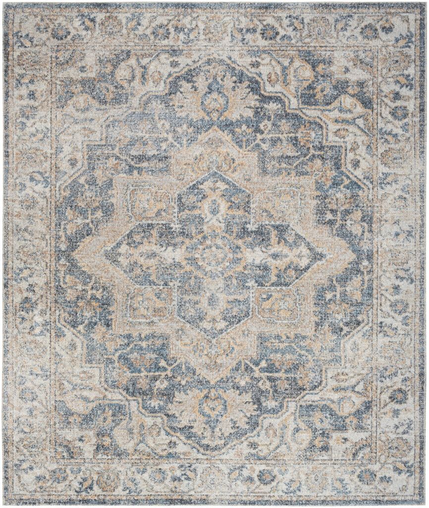 Astra Machine Washable 9' x 12' Indoor Rug In Grey and Blue