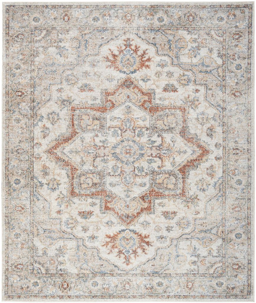 The appearance of Astra Machine Washable 9' x 12' Vintage Indoor Rug In Grey Multi designed by Nourison in the rustic / southwestern interior design. This grey multi piece of furniture was selected by 1StopBedrooms from Astra Collection to add a touch of cosiness and style into your home. Sku: 99446126245. Material: Polyester.