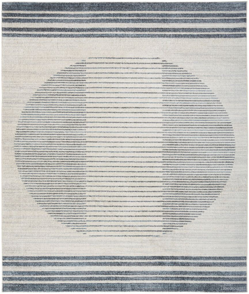 The appearance of Astra Machine Washable 9' x 12' Mid-Century Modern Indoor Rug In Ivory Blue designed by Nourison in the transitional interior design. This ivory blue piece of furniture was selected by 1StopBedrooms from Astra Collection to add a touch of cosiness and style into your home. Sku: 99446119667. Material: Polyester.