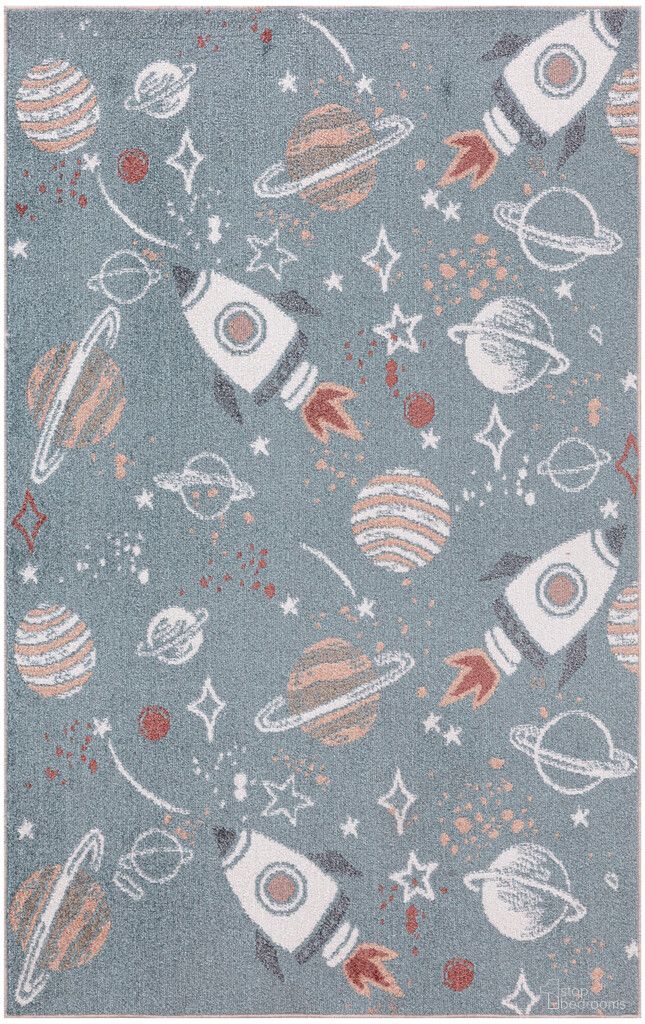 Astra Machine Washable Kids 3'3" x 5' Indoor Rug In Blue Multi