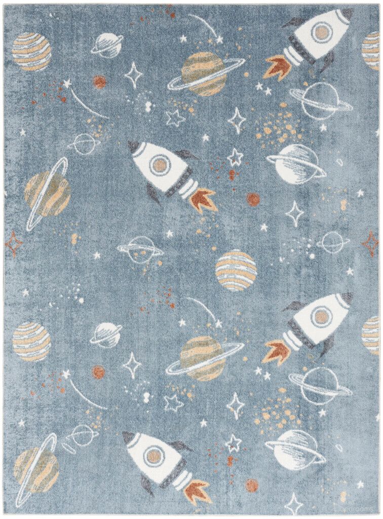 The appearance of Astra Machine Washable Kids 6'7" x 9' Indoor Rug In Blue Multi designed by Nourison in the transitional interior design. This blue multi piece of furniture was selected by 1StopBedrooms from Astra Collection to add a touch of cosiness and style into your home. Sku: 99446988881. Material: Polyester.