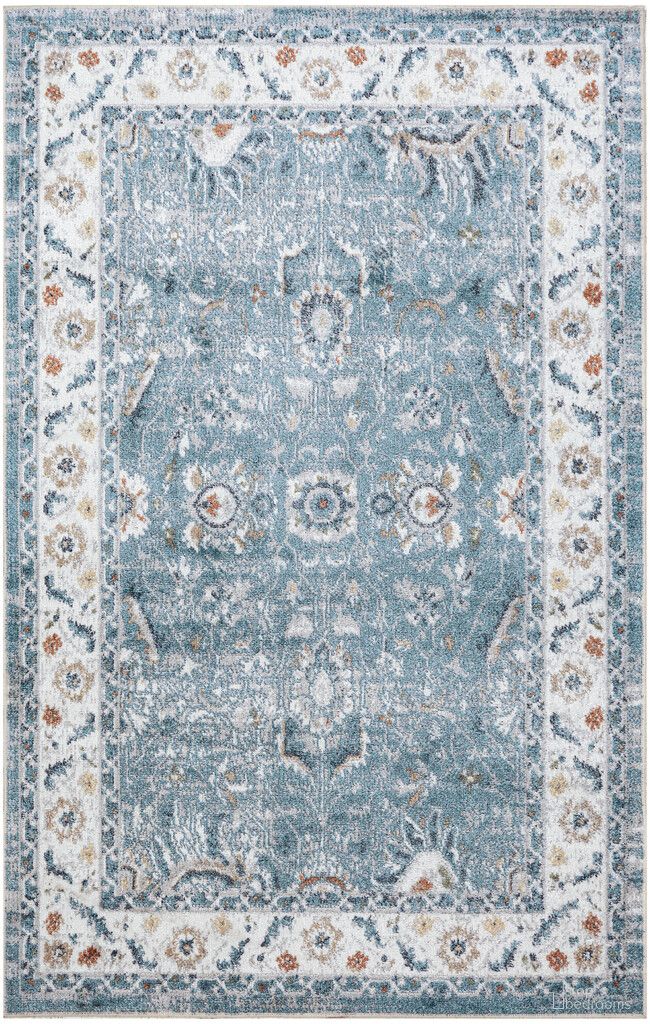 Astra Machine Washable Vintage 3'3" x 5' Indoor Rug In Blue