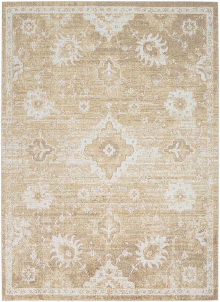 Astra Machine Washable Vintage 9' x 12' Indoor Rug In Ivory Gold