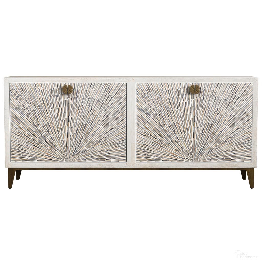 The appearance of Astrid 34 Inch Four Door Sideboard Cabinet with Solid Mango Wood In White Wash designed by Bassett Mirror Company in the modern / contemporary interior design. This white wash piece of furniture was selected by 1StopBedrooms from Astrid Collection to add a touch of cosiness and style into your home. Sku: 2524-DR-576. Material: Mango Wood.