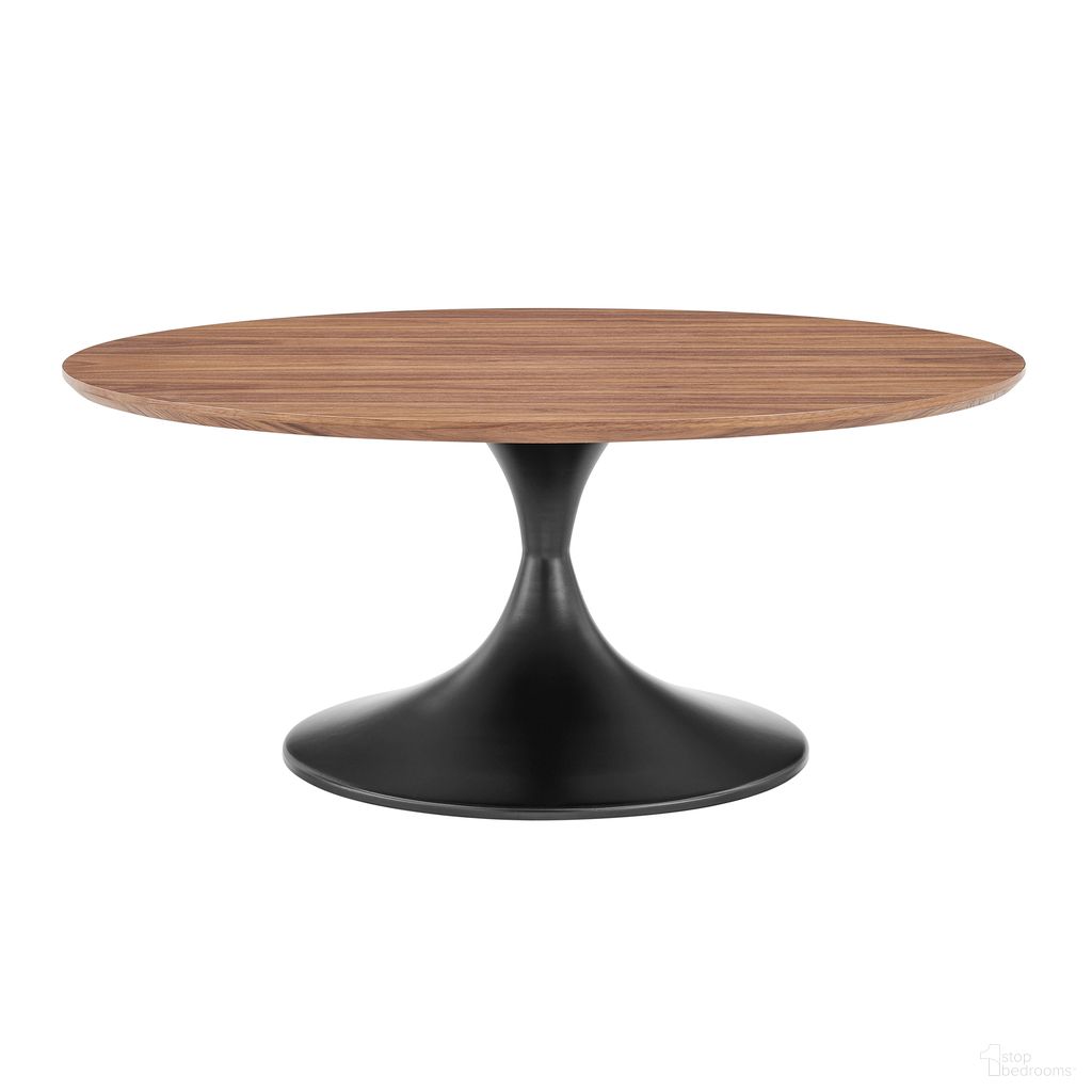 The appearance of Astrid 36 Inch Round Coffee Table In Walnut and Matte Black designed by Euro Style in the modern / contemporary interior design. This walnut/matte black piece of furniture  was selected by 1StopBedrooms from Astrid Collection to add a touch of cosiness and style into your home. Sku: 90287WAL-A;90287WAL-B. Material: MDF.