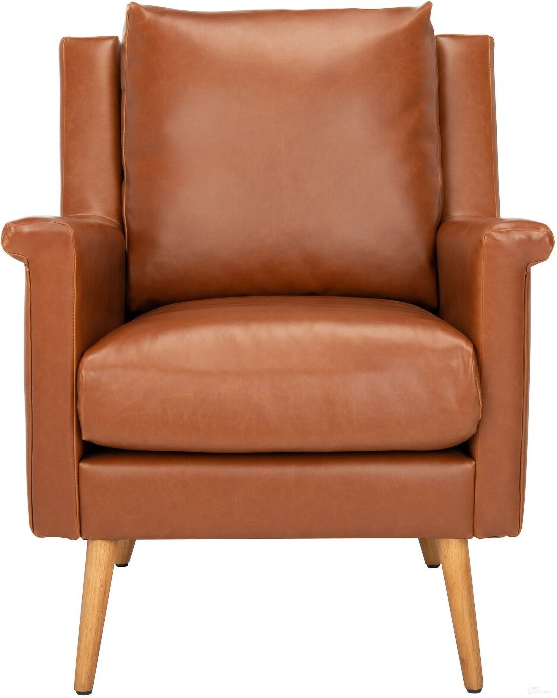 The appearance of Astrid Mid Century Arm Chair in Cognac designed by Safavieh in the transitional interior design. This cognac piece of furniture was selected by 1StopBedrooms from Astrid Collection to add a touch of cosiness and style into your home. Sku: ACH4507D. Material: Wood.