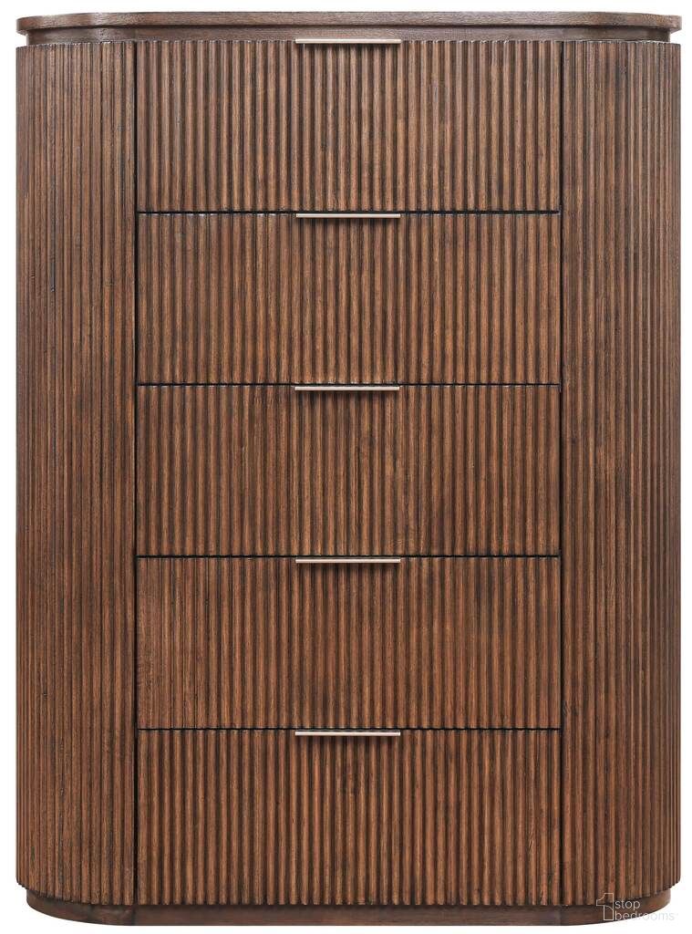 The appearance of Astrid Solid Wood and Oak Veneer Chest In Brown designed by Meridian in the modern / contemporary interior design. This brown piece of furniture  was selected by 1StopBedrooms from Astrid Collection to add a touch of cosiness and style into your home. Sku: 818Brown-CH. Material: Oak Veneer.