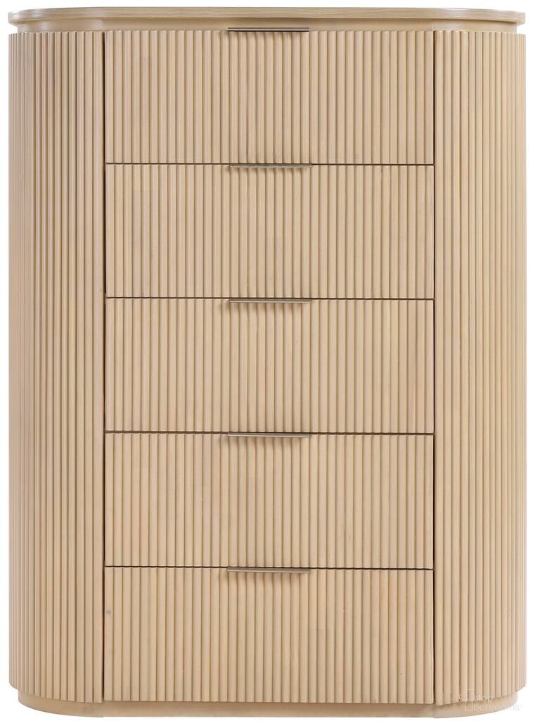 The appearance of Astrid Solid Wood and Oak Veneer Chest In Natural and Oak designed by Meridian in the modern / contemporary interior design. This natural and oak piece of furniture  was selected by 1StopBedrooms from Astrid Collection to add a touch of cosiness and style into your home. Sku: 818Oak-CH. Material: Oak Veneer.