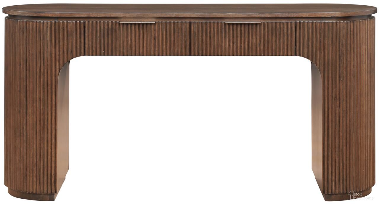 Astrid Solid Wood and Oak Veneer Desk In Brown