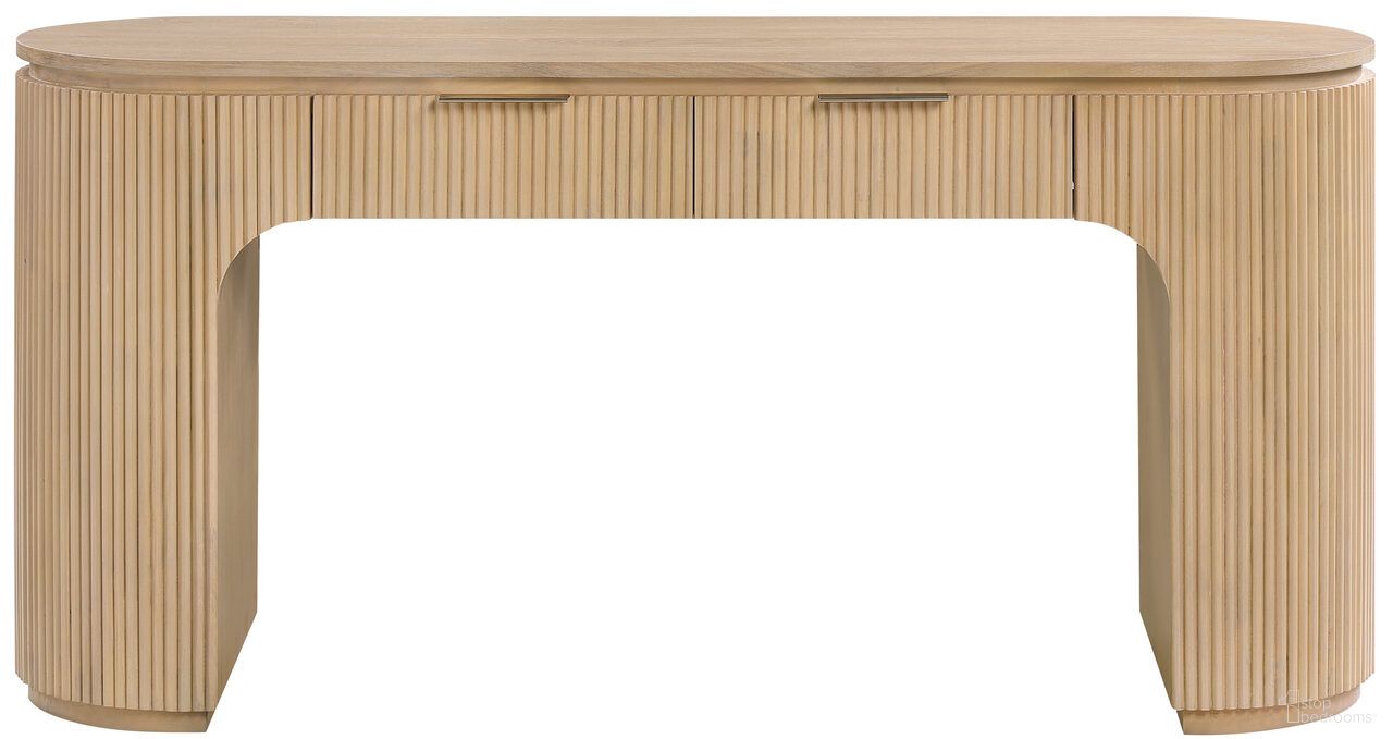 Astrid Solid Wood and Oak Veneer Desk In Natural and Oak