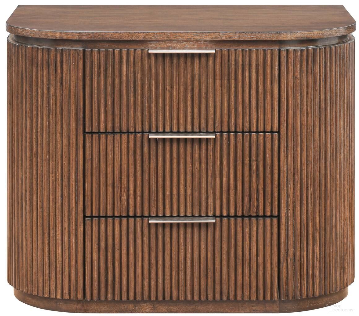 Astrid Solid Wood and Oak Veneer Nightstand In Brown