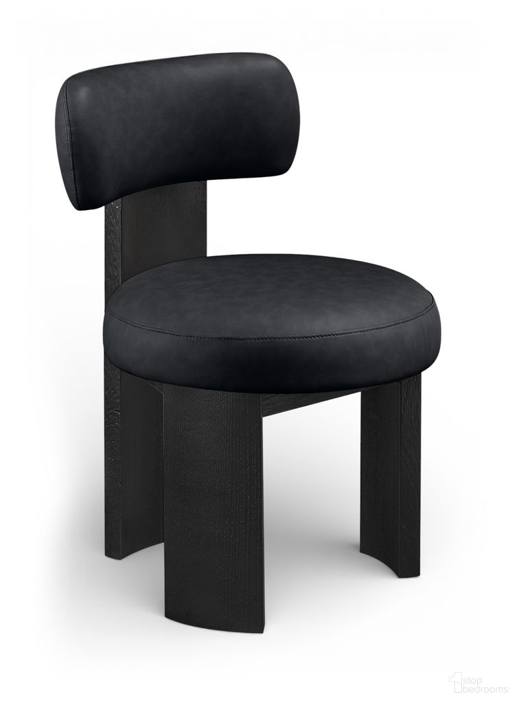 Atelier Vegan Leather Upholstered Dining Chair Set of 2 In Black