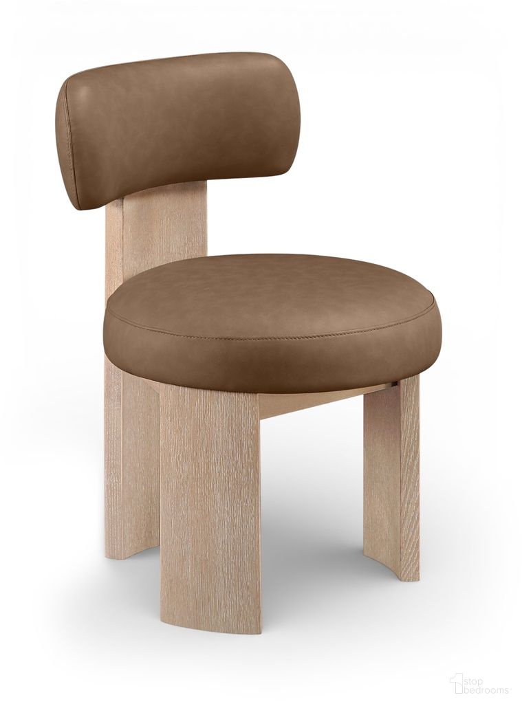 Atelier Vegan Leather Upholstered Dining Chair Set of 2 In Brown
