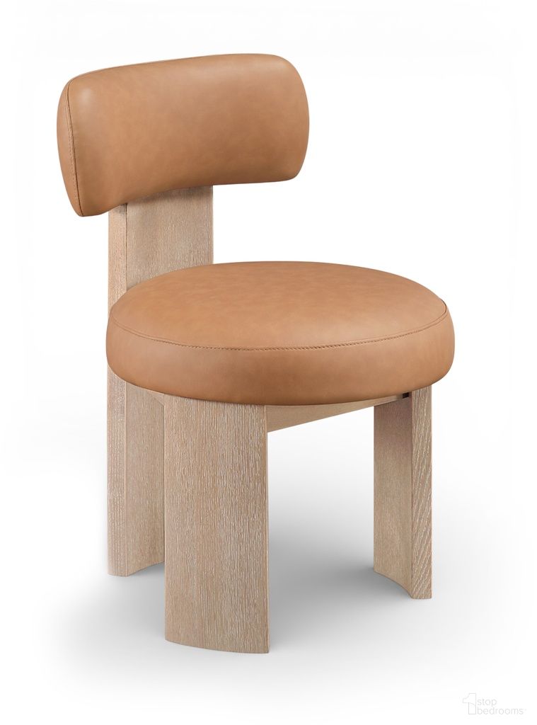Atelier Vegan Leather Upholstered Dining Chair Set of 2 In Cognac