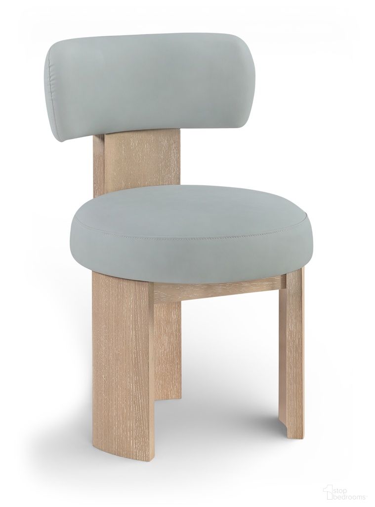 Atelier Vegan Leather Upholstered Dining Chair Set of 2 In Light Blue