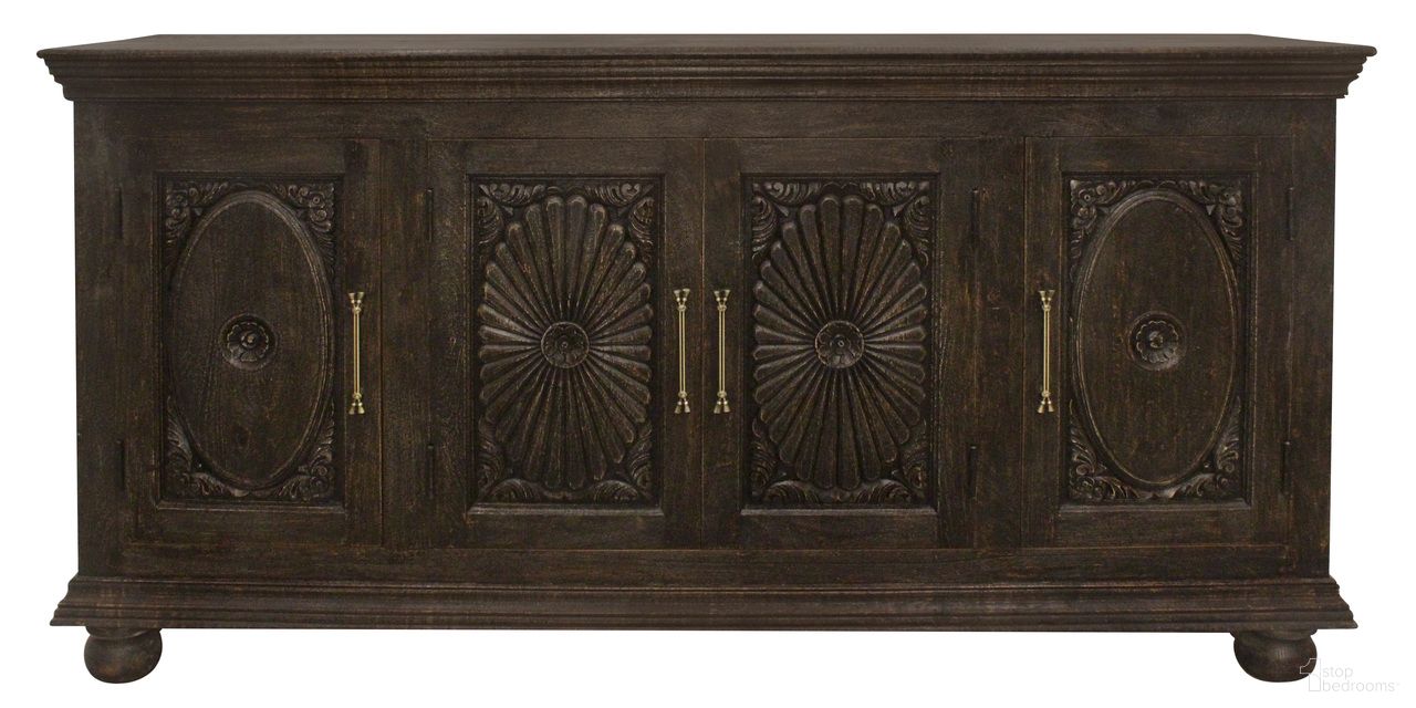 The appearance of Athena 4-Door Sideboard In Antique Black designed by Moti in the traditional interior design. This antique black piece of furniture was selected by 1StopBedrooms from Carter Collection to add a touch of cosiness and style into your home. Sku: 43009050. Material: Mango Wood.