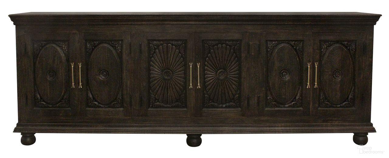 The appearance of Athena 6-Door Sideboard In Antique Black designed by Moti in the traditional interior design. This antique black piece of furniture  was selected by 1StopBedrooms from Carter Collection to add a touch of cosiness and style into your home. Sku: 43009049. Material: Mango Wood.
