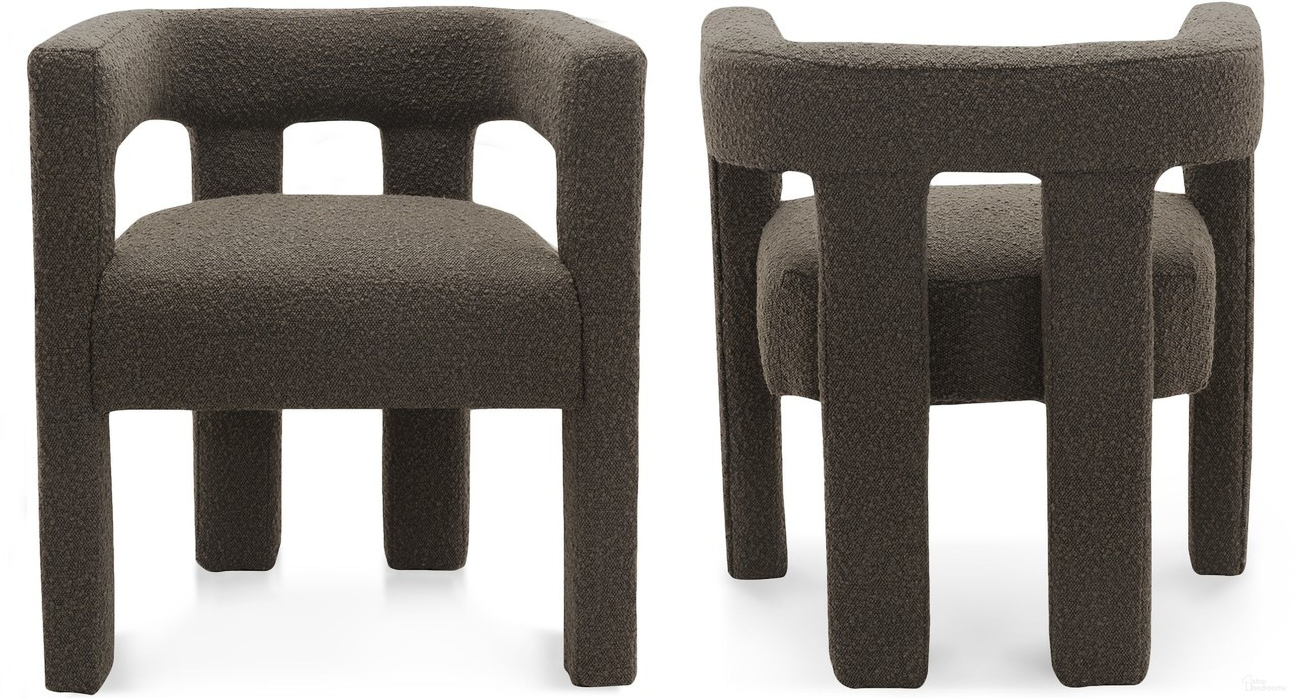 The appearance of Athena Boucle Fabric Accent/Dining Chair In Brown designed by Meridian in the modern / contemporary interior design. This brown piece of furniture was selected by 1StopBedrooms from Athena Collection to add a touch of cosiness and style into your home. Sku: 864Brown-C. Material: Wood. Chair Type: Arm Chair.