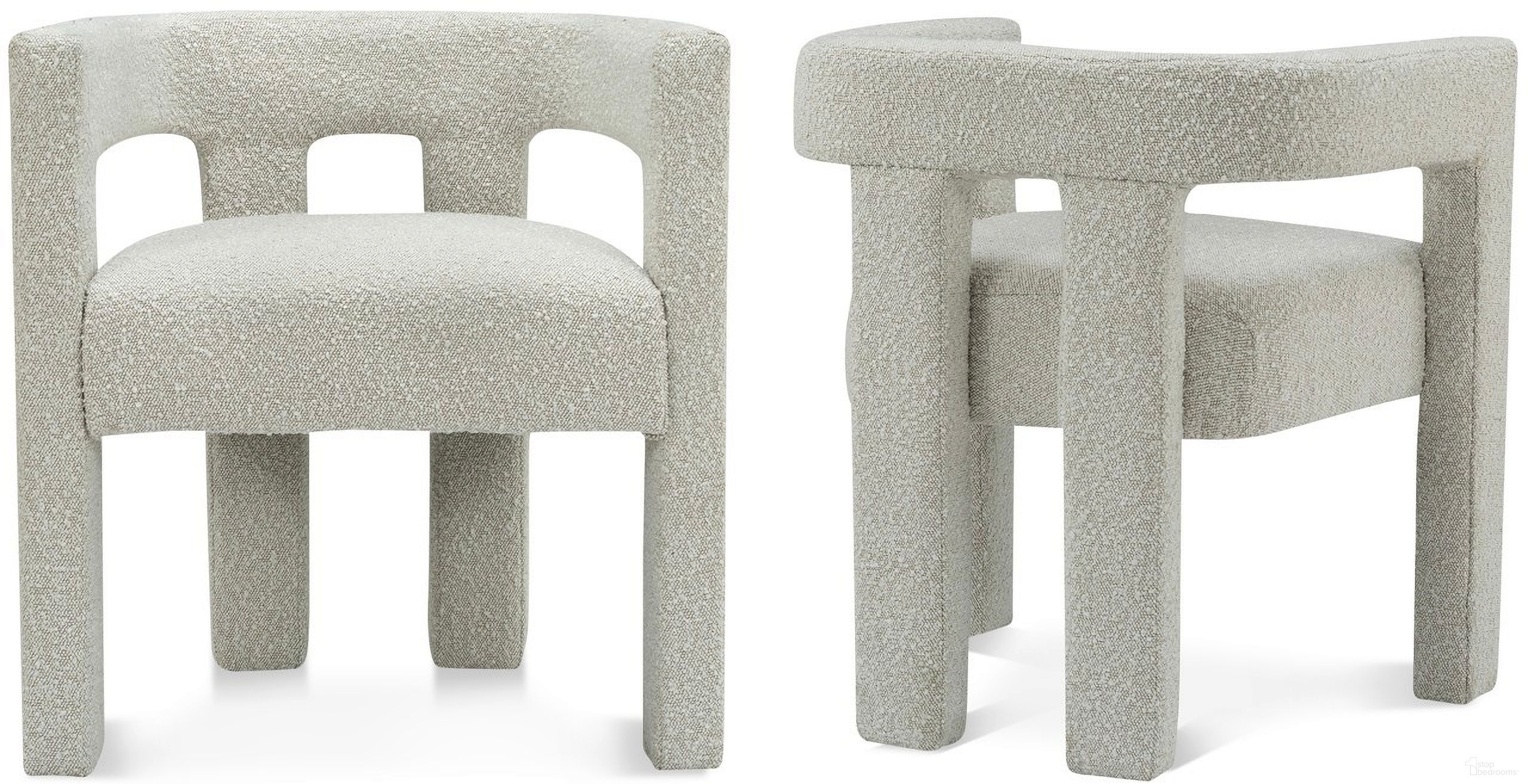 The appearance of Athena Boucle Fabric Accent/Dining Chair In Cream designed by Meridian in the modern / contemporary interior design. This cream piece of furniture was selected by 1StopBedrooms from Athena Collection to add a touch of cosiness and style into your home. Sku: 864Cream-C. Material: Wood. Chair Type: Arm Chair.