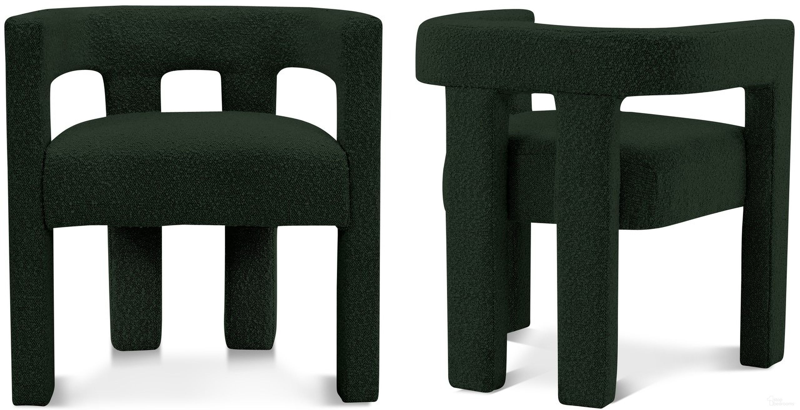 Athena Boucle Fabric Accent/Dining Chair In Green