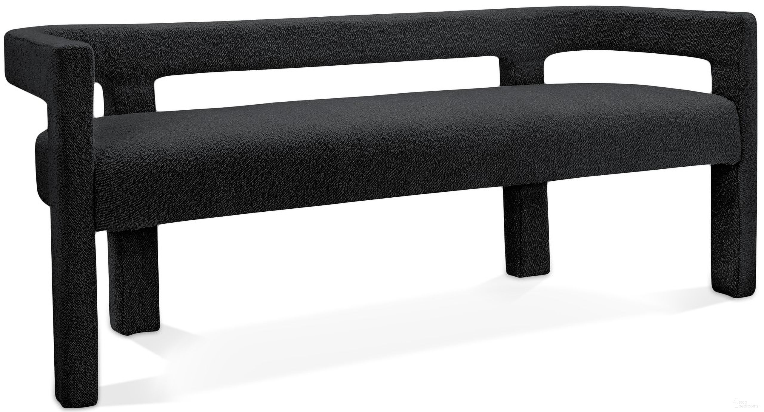 Athena Boucle Fabric Bench In Black