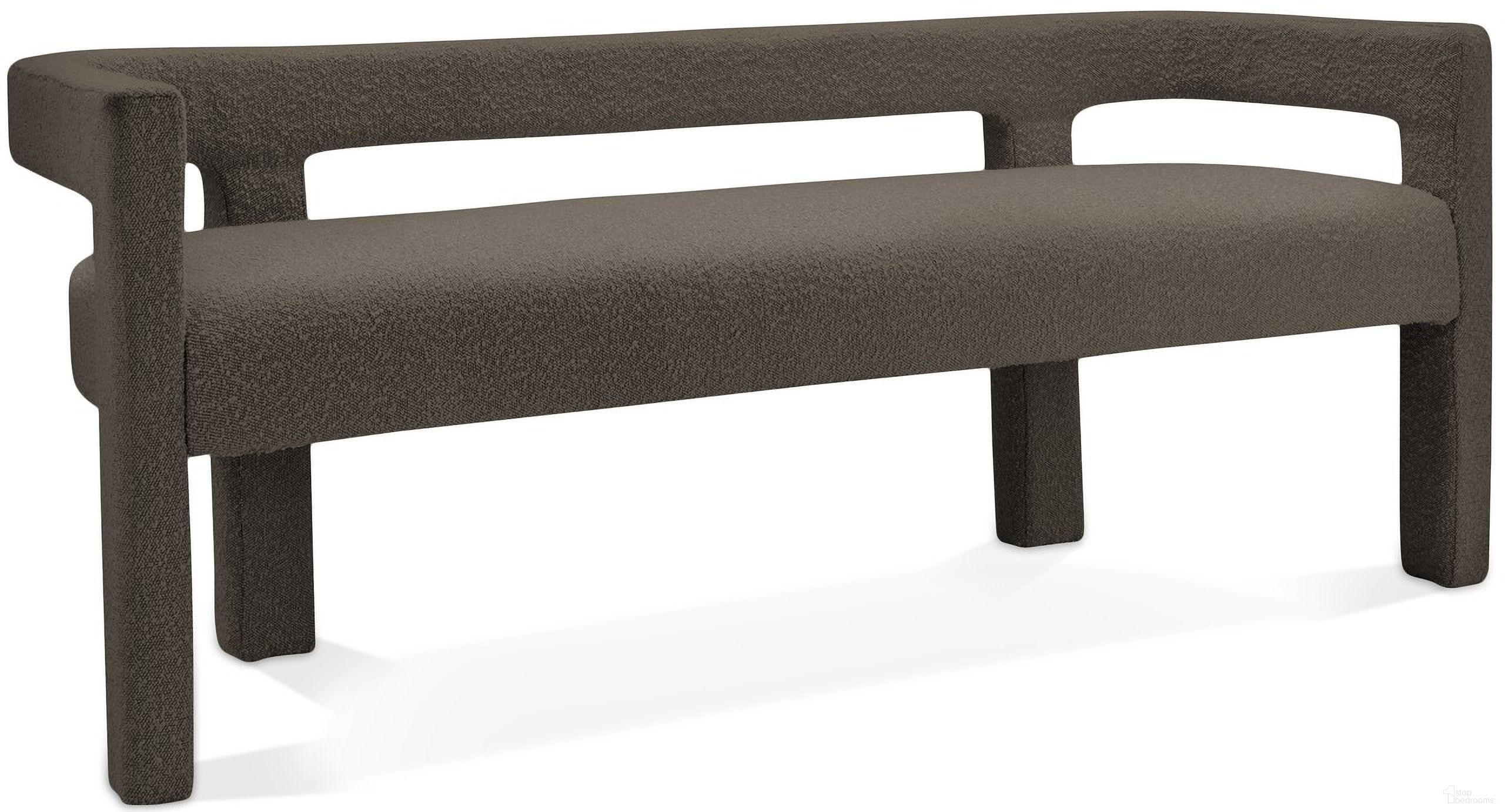 The appearance of Athena Boucle Fabric Bench In Brown designed by Meridian in the modern / contemporary interior design. This brown piece of furniture was selected by 1StopBedrooms from Athena Collection to add a touch of cosiness and style into your home. Sku: 865Brown. Material: Wood.