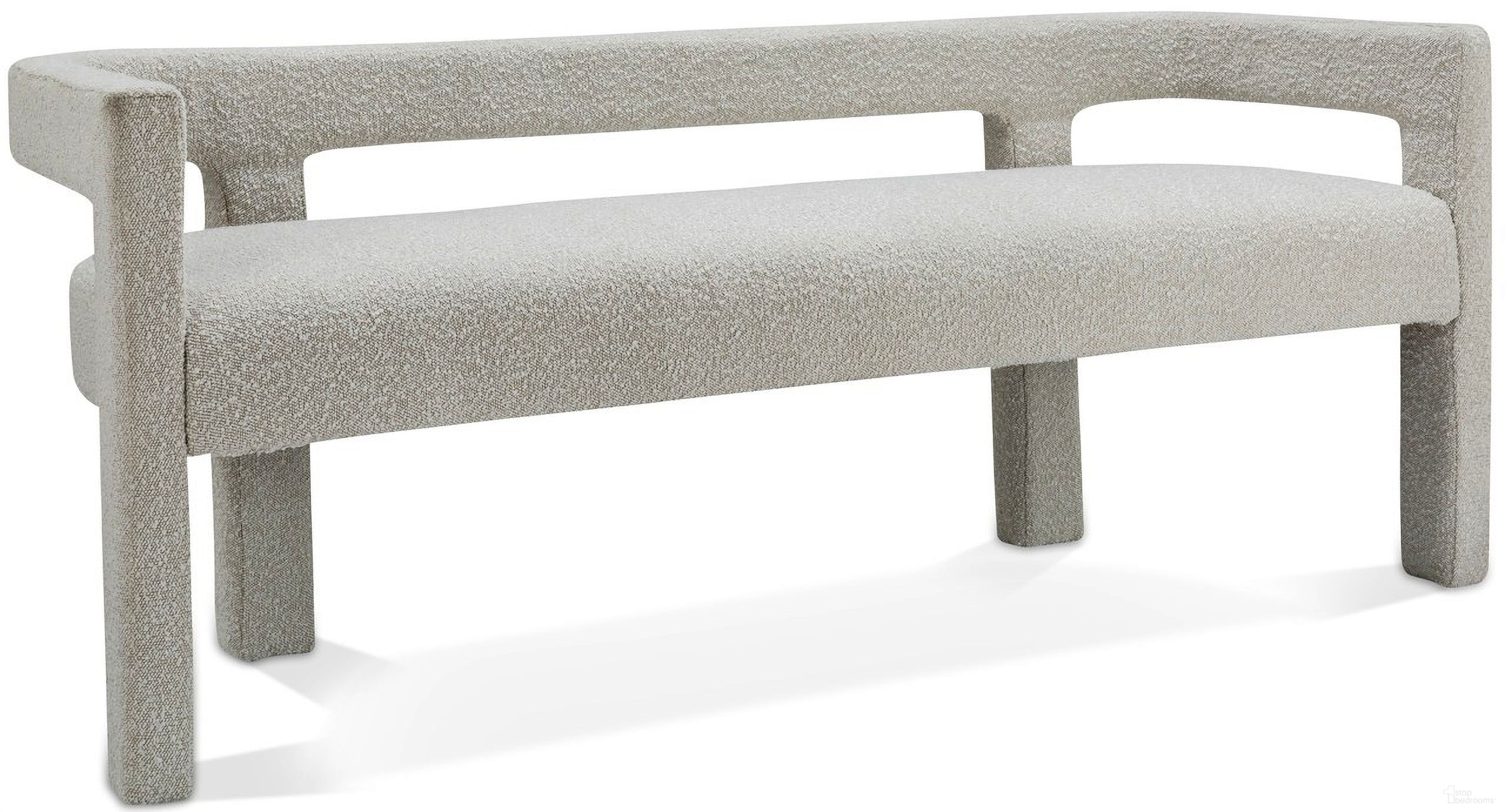 Athena Boucle Fabric Bench In Cream