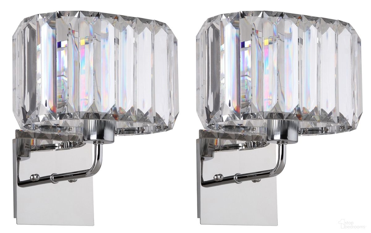 The appearance of Athena Chrome 11.25 Inch H Acrylic Wall Sconce in Nickel Set of 2 designed by Safavieh in the modern / contemporary interior design. This nickel piece of furniture  was selected by 1StopBedrooms from Athena Collection to add a touch of cosiness and style into your home. Sku: LIT4485A-SET2. Material: Iron.