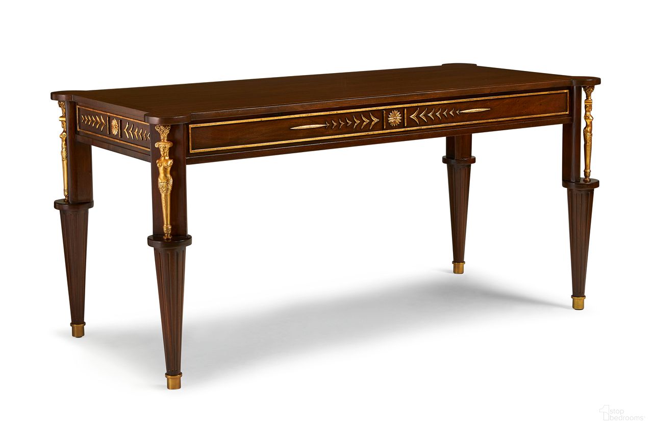 The appearance of Athena Desk In Mahogany and Gold designed by Maitland-Smith in the modern / contemporary interior design. This mahogany/gold piece of furniture was selected by 1StopBedrooms from Maitland Smith Collection to add a touch of cosiness and style into your home. Sku: CJ8369-55. Material: Mahogany.