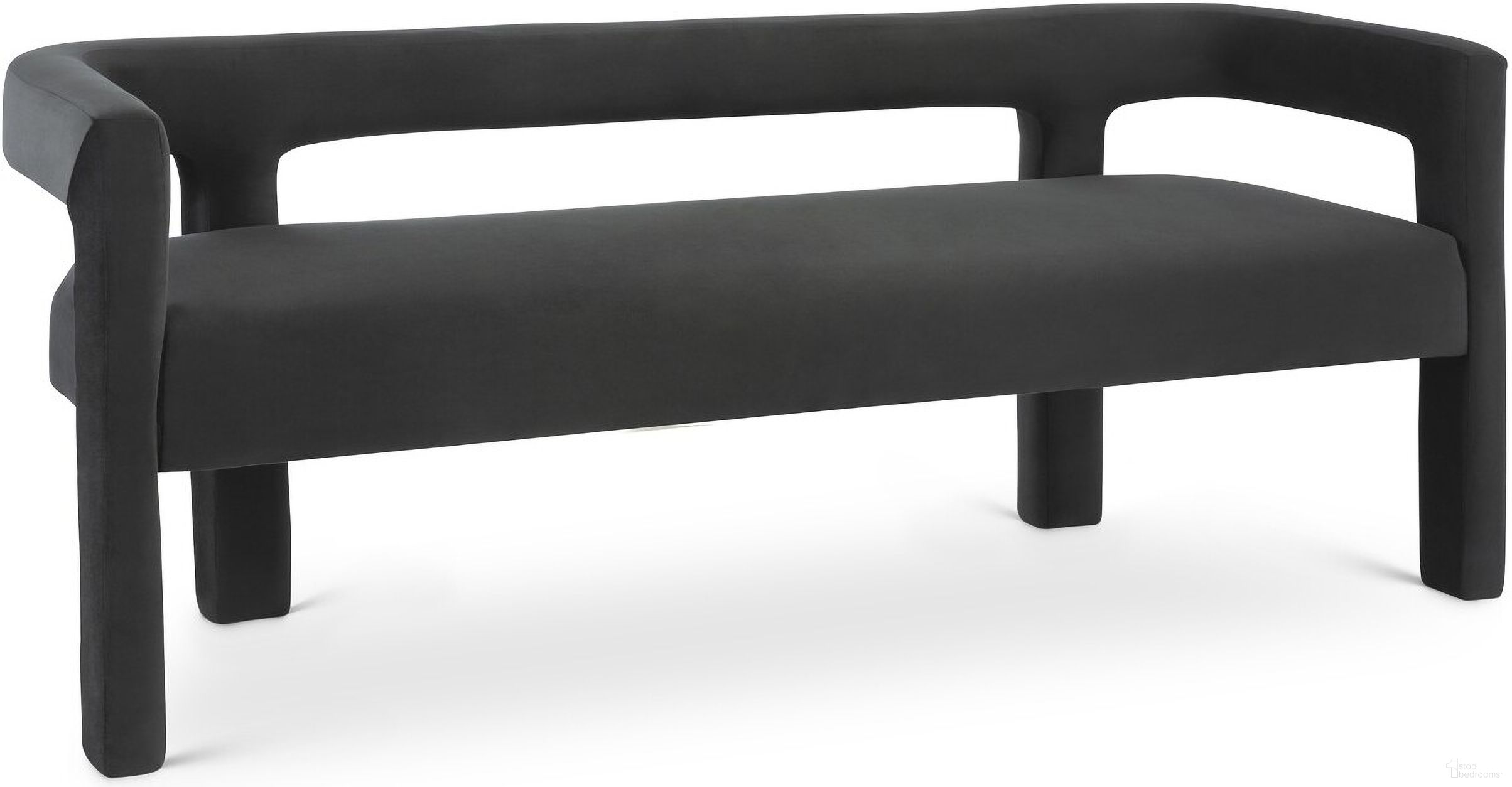 Athena Velvet Bench In Black