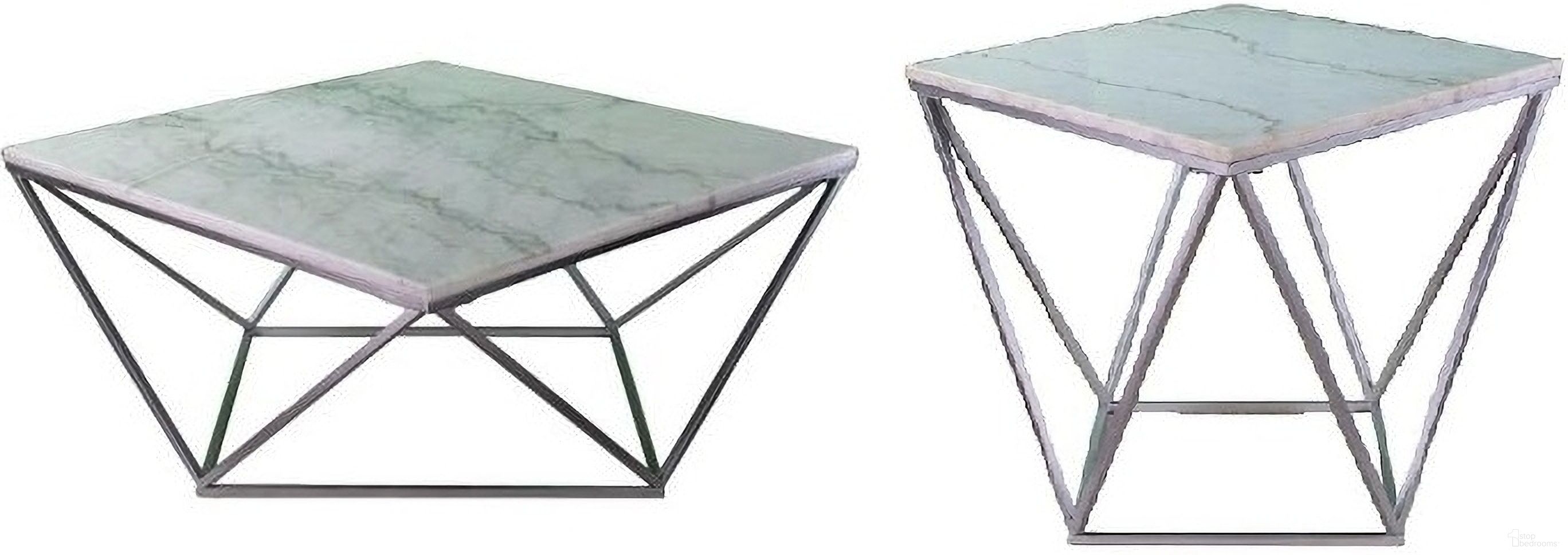 Athens Occasional Table Set White and Silver