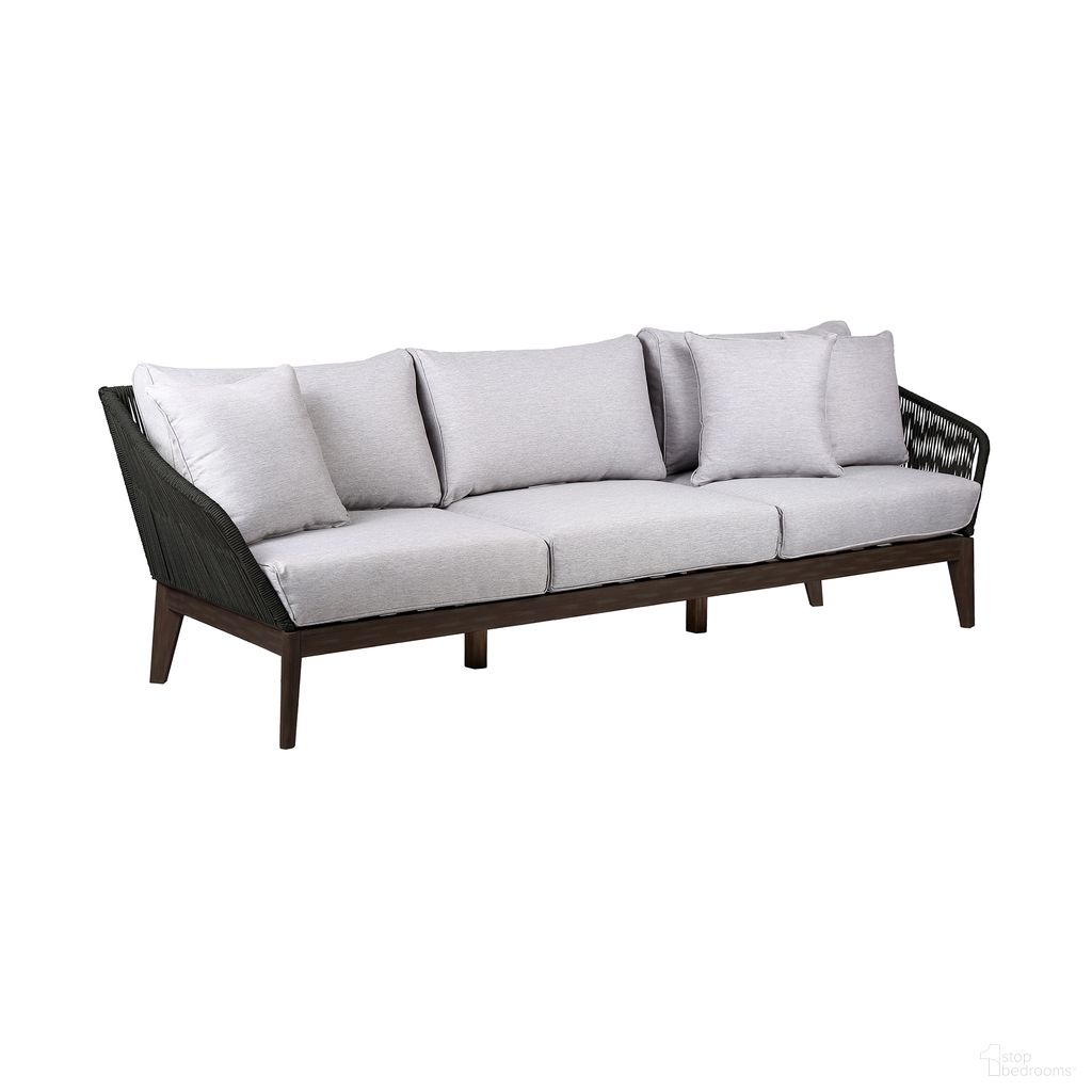 The appearance of Athos Indoor Outdoor 3 Seater Sofa In Dark Eucalyptus Wood with Charcoal Rope and Gray Cushions designed by Armen Living in the modern / contemporary interior design. This gray piece of furniture was selected by 1StopBedrooms from Athos Collection to add a touch of cosiness and style into your home. Sku: LCATSOWDDK. Material: Rope.