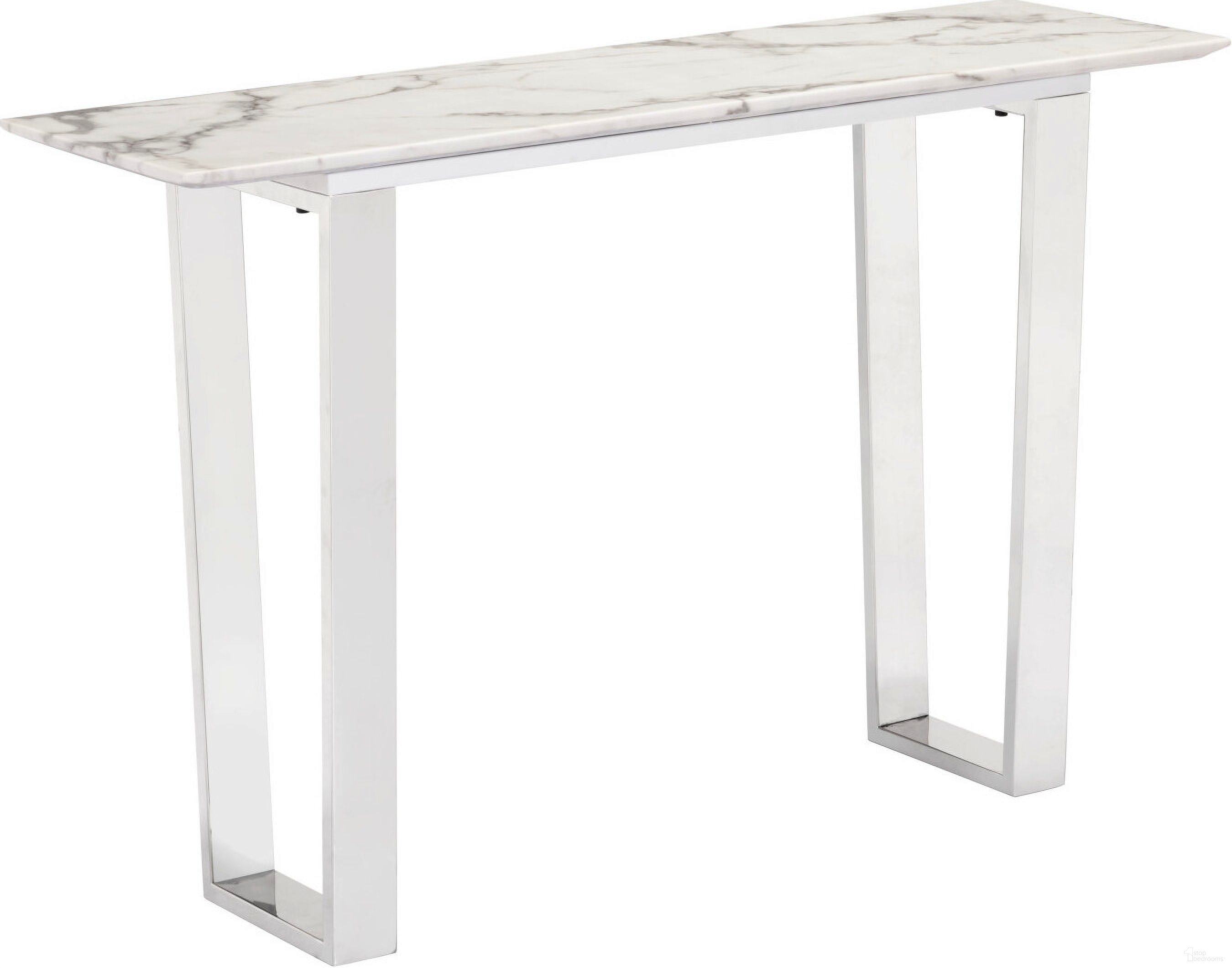 Atlas Console Table In White and Silver