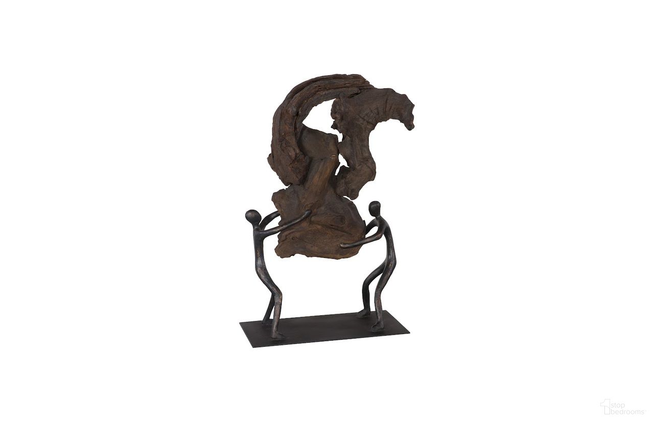 Atlas Tabletop Sculpture Freeform Balance with Base In Black and Natural