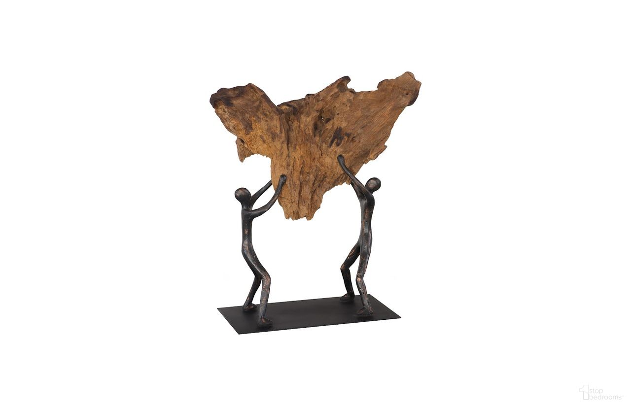Atlas Tabletop Sculpture Freeform High Lift with Base In Black and Natural