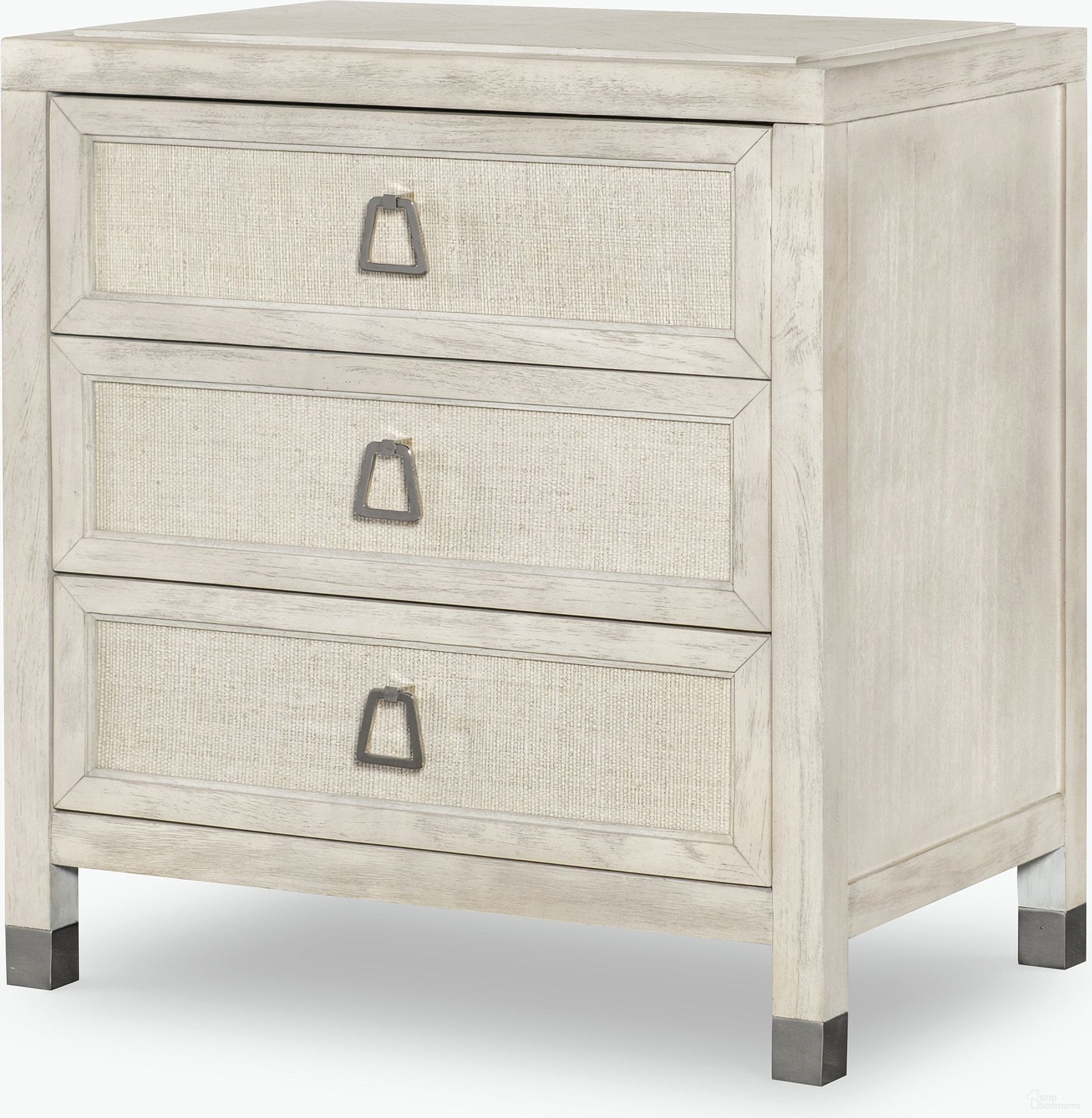 The appearance of Atlas Three Drawer Nightstand In Off White designed by Century Furniture in the transitional interior design. This off white piece of furniture was selected by 1StopBedrooms from Curate Collection to add a touch of cosiness and style into your home. Sku: CT6005-CN. Material: Wood.
